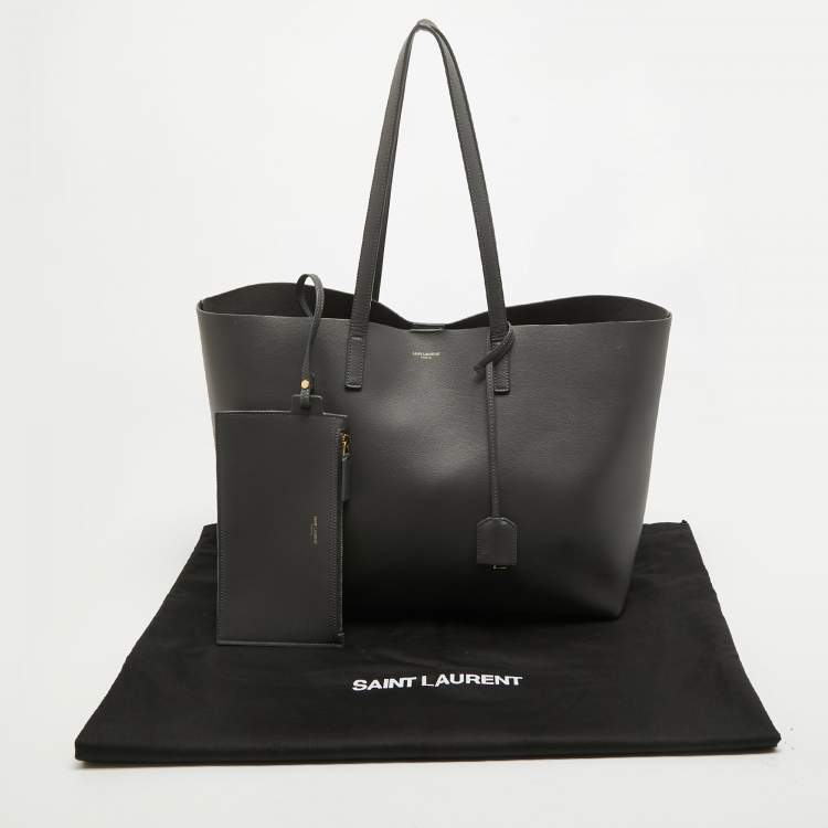 Pre Owned Saint Laurent Grey Leather East West Tote