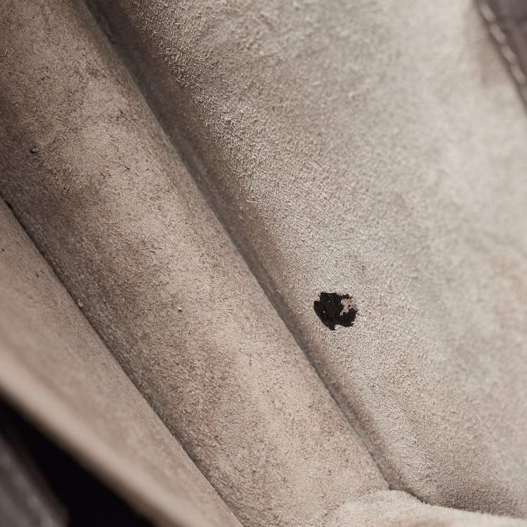 Pre Owned Saint Laurent Grey Croc Embossed Leather Medium Sunset Bag