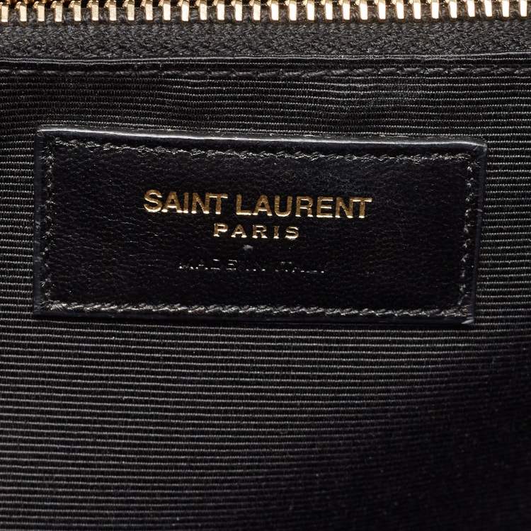 Pre Owned Saint Laurent Burgundy Matelassé  Leather Large Monogram Envelope Shoulder Bag