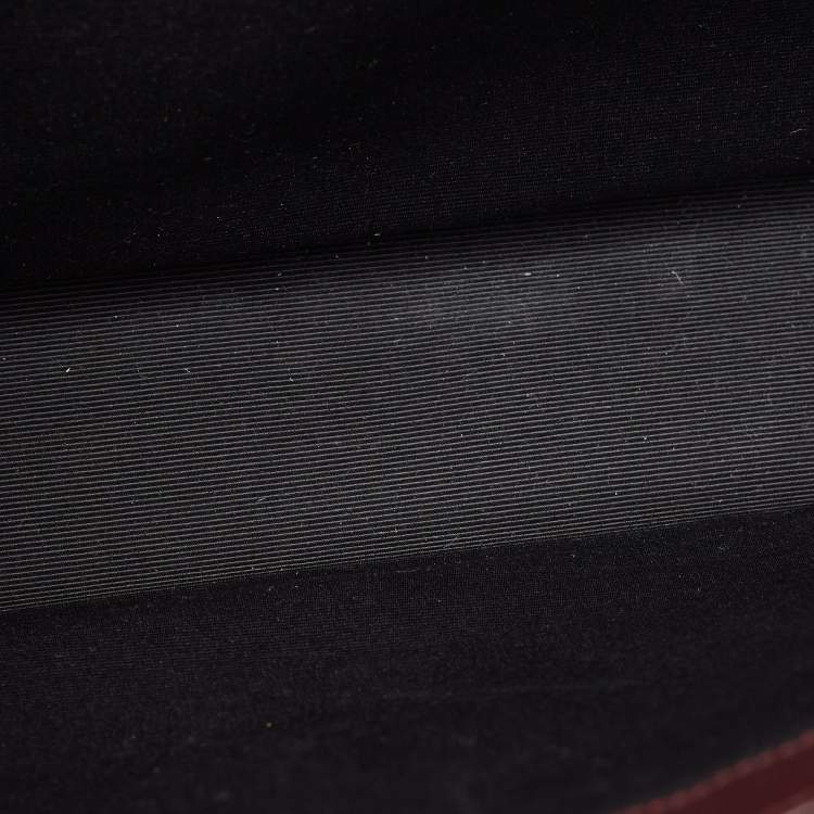 Pre Owned Saint Laurent Burgundy Matelassé  Leather Large Monogram Envelope Shoulder Bag