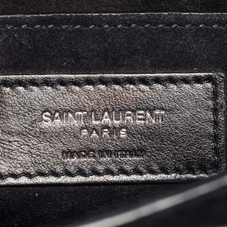 Pre Owned Saint Laurent Black Croc Embossed Leather Medium Sunset Bag