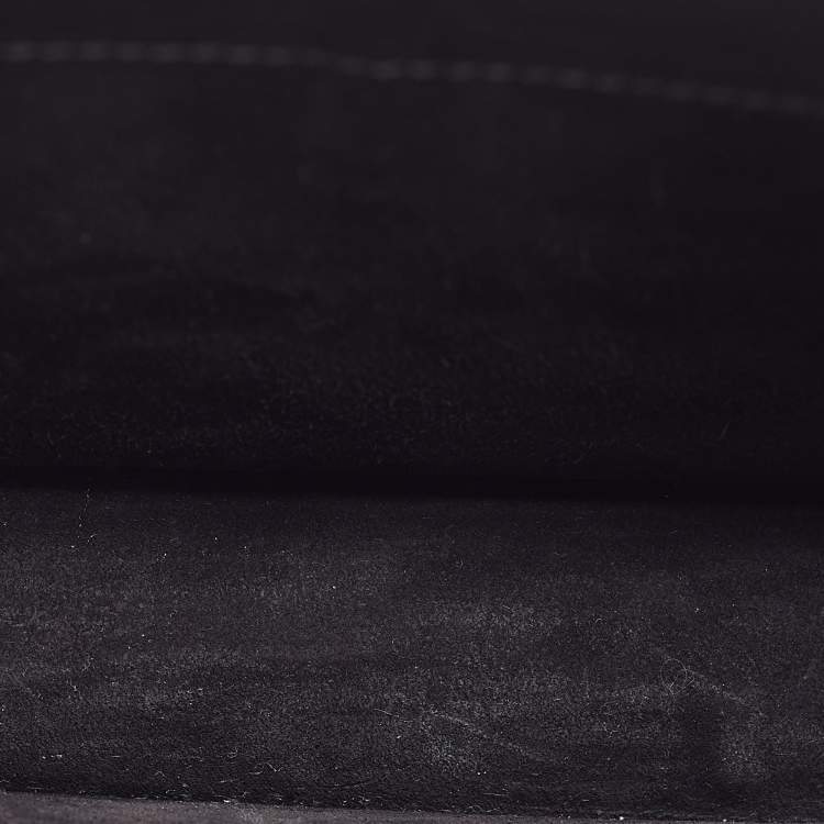 Pre Owned Saint Laurent Black Croc Embossed Leather Medium Sunset Bag