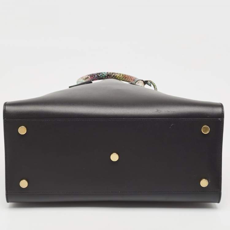 Pre Owned Saint Laurent Multicolor Python and Leather Small Classic Sac De Jour Tote