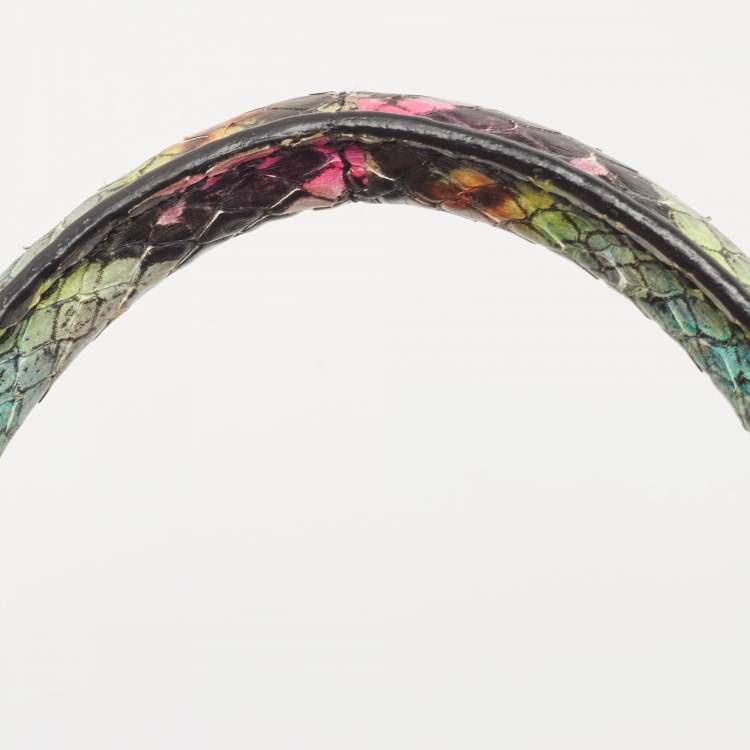 Pre Owned Saint Laurent Multicolor Python and Leather Small Classic Sac De Jour Tote