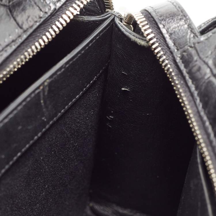 Pre Owned Saint Laurent Black Croc Embossed Leather East Side Tote