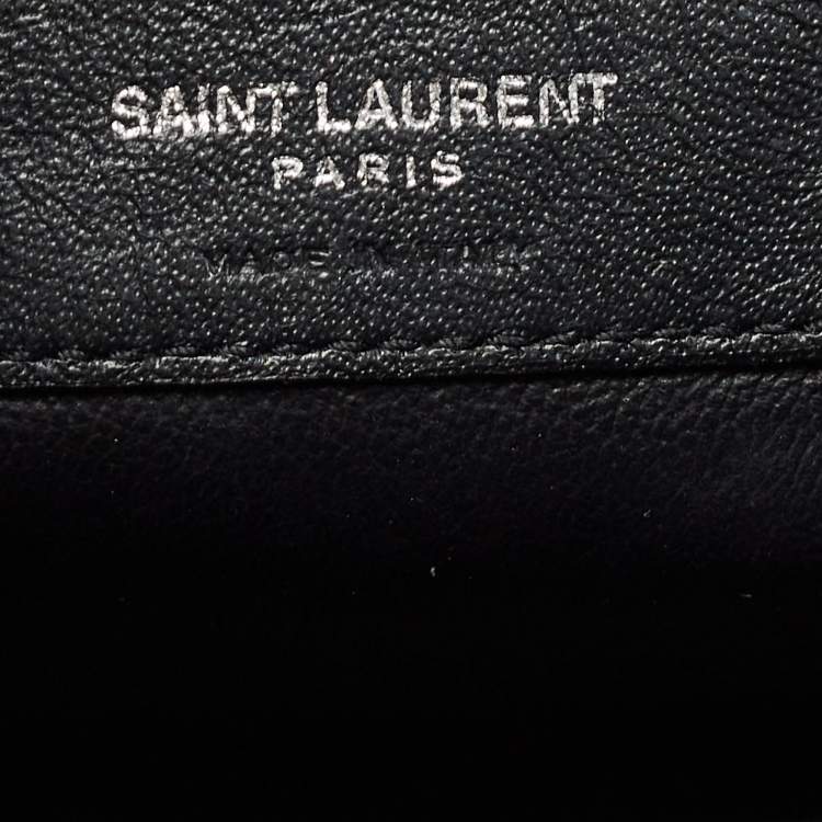 Pre Owned Saint Laurent Black Croc Embossed Leather East Side Tote