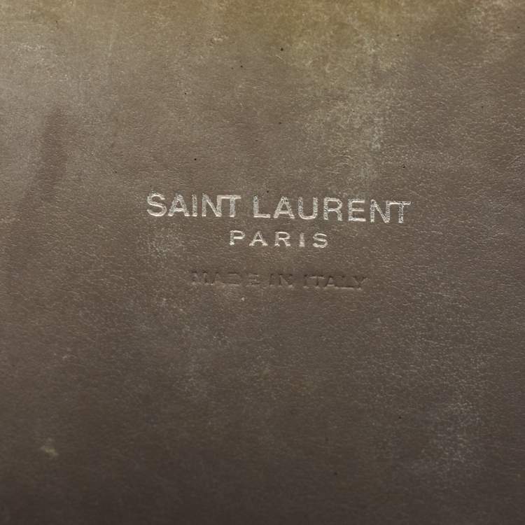 Pre Owned Saint Laurent Grey Croc Embossed Leather Nano Classic Sac De Jour Tote