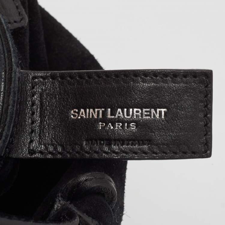 مملوكة مسبقًا Saint Laurent Black Leather Anita Fringed Shoulder Bag