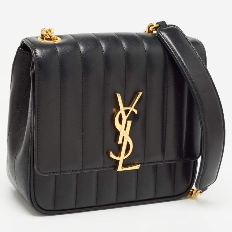 مملوكة مسبقًا Saint Laurent Black Quilted Leather Medium Vicky Shoulder Bag