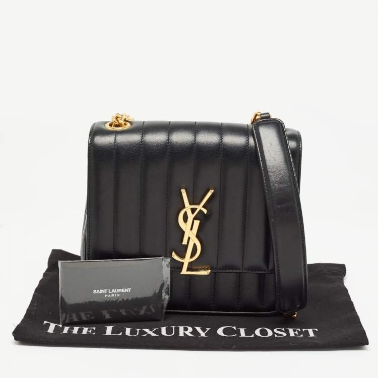 مملوكة مسبقًا Saint Laurent Black Quilted Leather Medium Vicky Shoulder Bag
