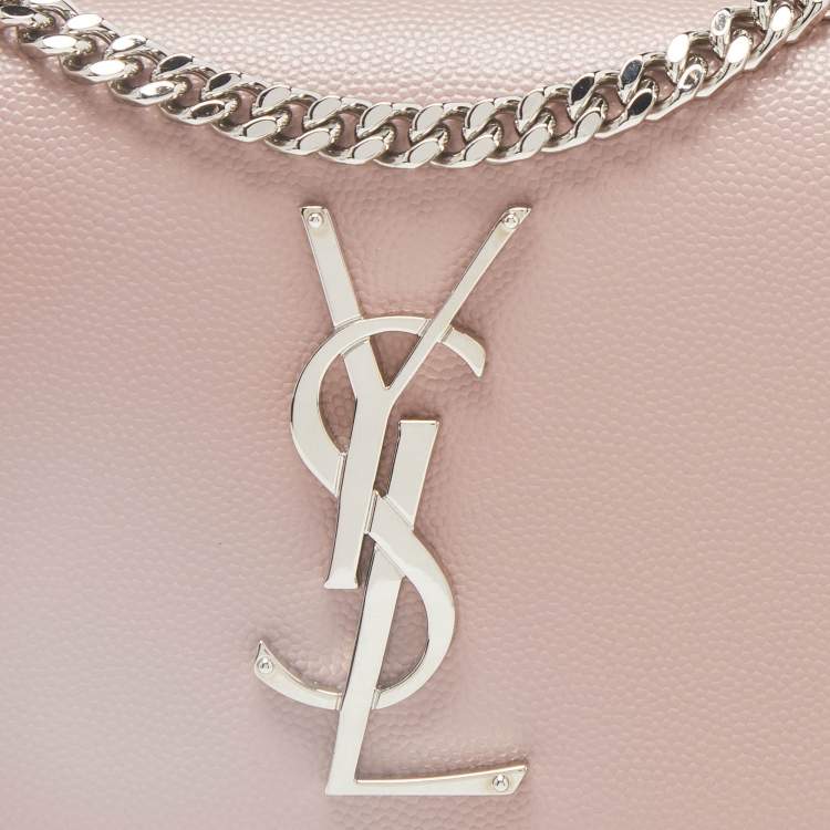 Pre Owned Saint Laurent Pink Leather Small Monogram Kate Wallet on Chain