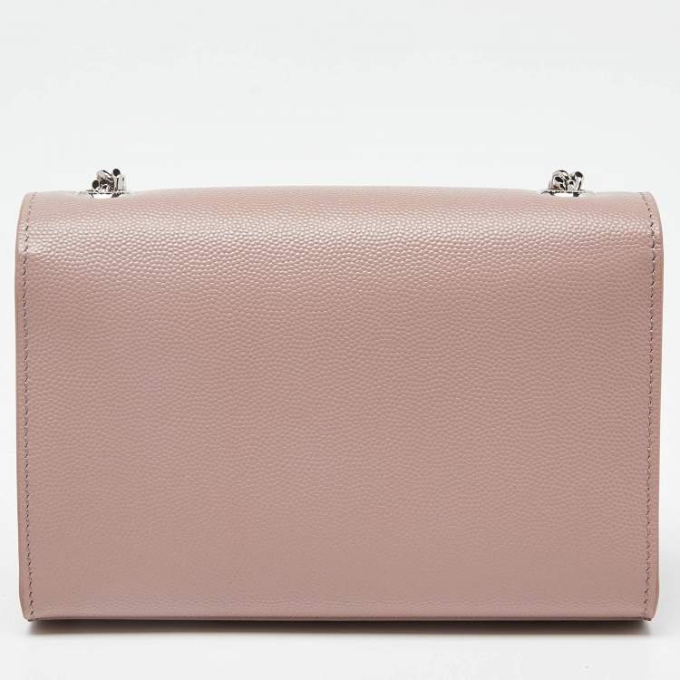 Pre Owned Saint Laurent Pink Leather Small Monogram Kate Wallet on Chain