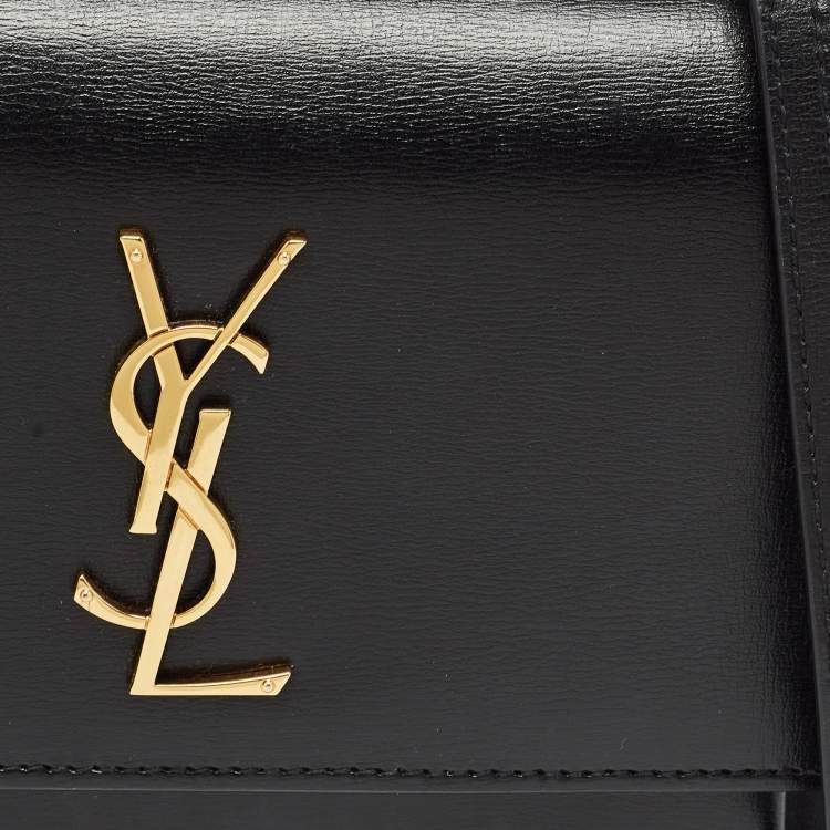 Pre Owned Saint Laurent Black Leather Sunset Chain Wallet