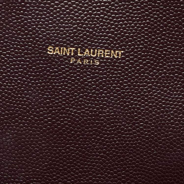 Pre Owned Saint Laurent Burgundy Matelassé Leather Large Monogram Envelope Shoulder Bag