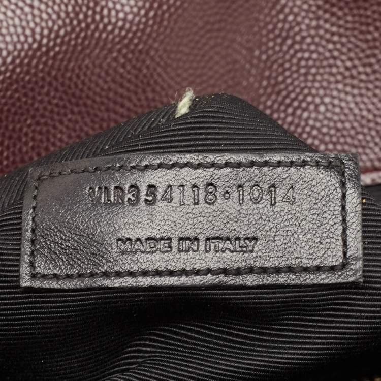 Pre Owned Saint Laurent Burgundy Matelasse Leather Large Monogram Envelope Shoulder Bag