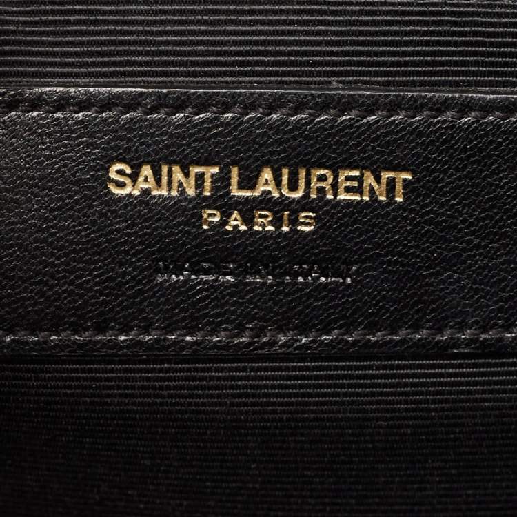 Pre Owned Saint Laurent Burgundy Matelasse Leather Large Monogram Envelope Shoulder Bag