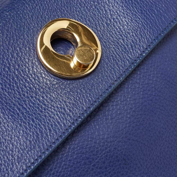 Pre Owned Saint Laurent Indigo Blue Leather Medium Muse Two Bag