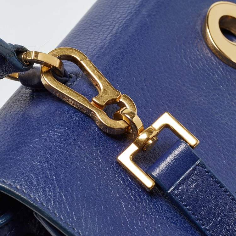 Pre Owned Saint Laurent Indigo Blue Leather Medium Muse Two Bag