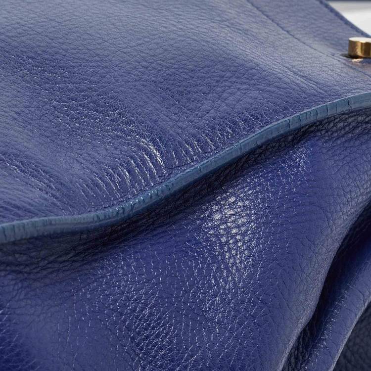 Pre Owned Saint Laurent Indigo Blue Leather Medium Muse Two Bag
