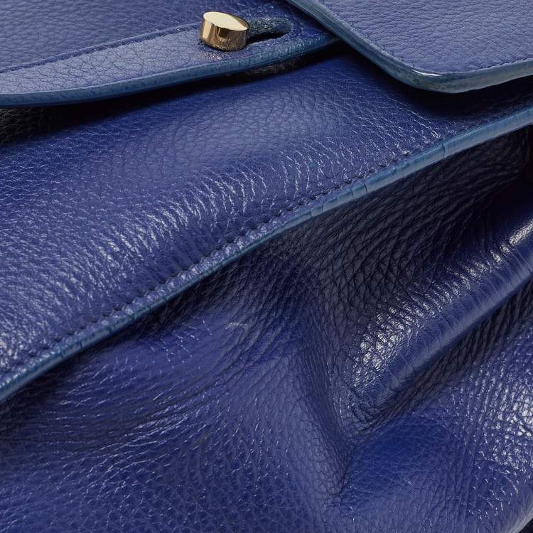 Pre Owned Saint Laurent Indigo Blue Leather Medium Muse Two Bag