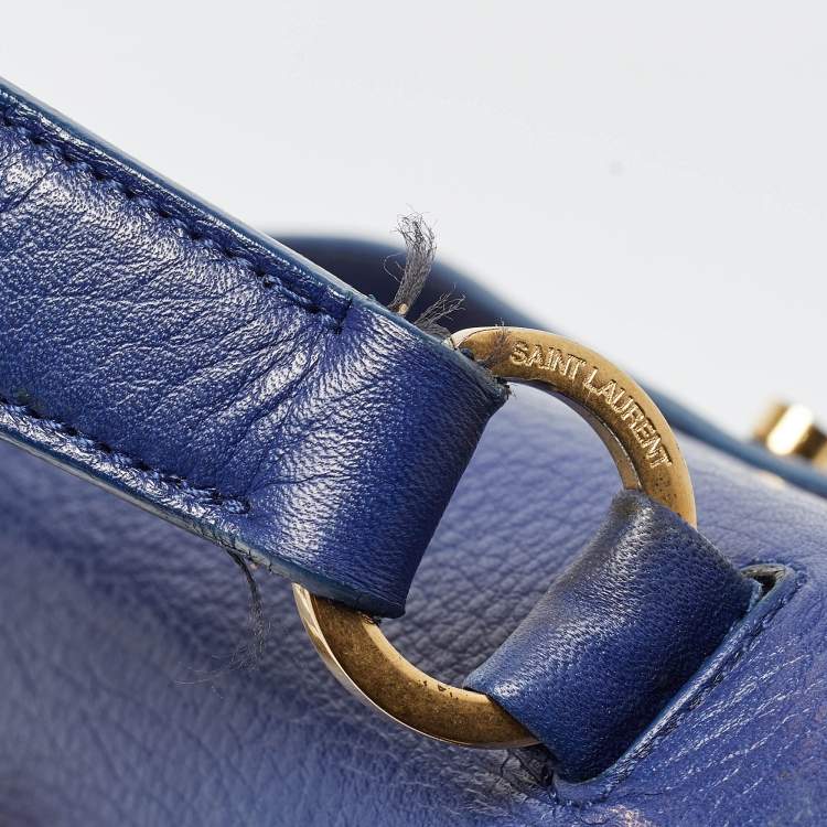 Pre Owned Saint Laurent Indigo Blue Leather Medium Muse Two Bag