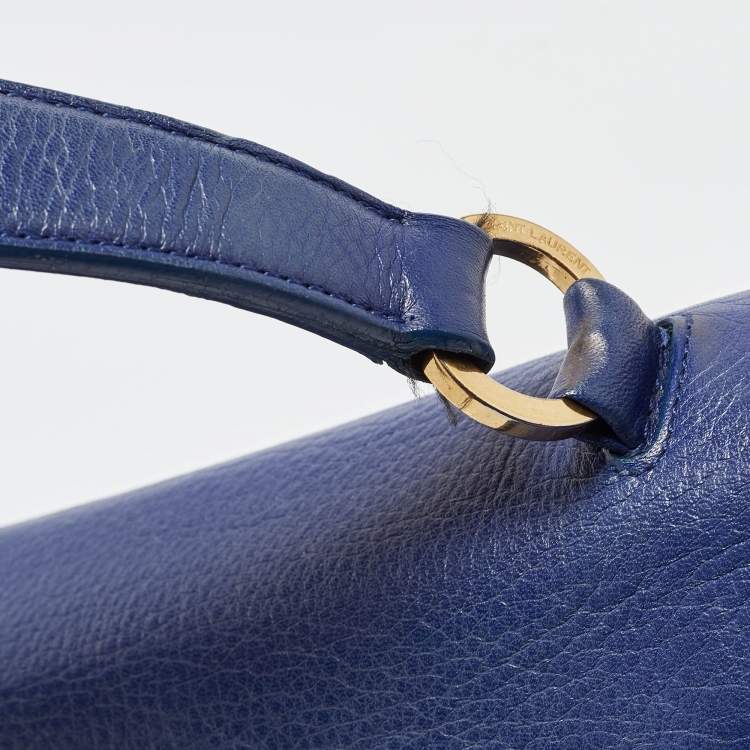 Pre Owned Saint Laurent Indigo Blue Leather Medium Muse Two Bag
