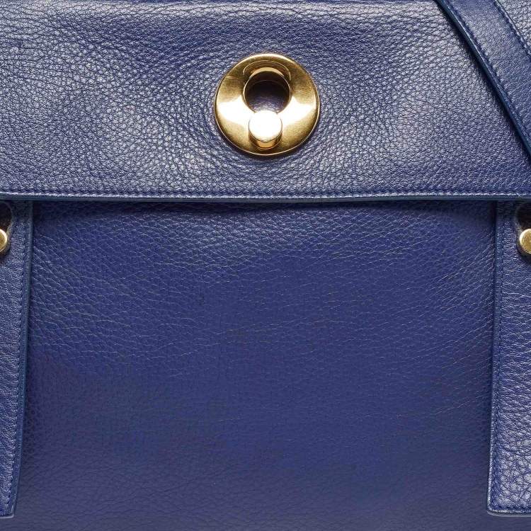 Pre Owned Saint Laurent Indigo Blue Leather Medium Muse Two Bag