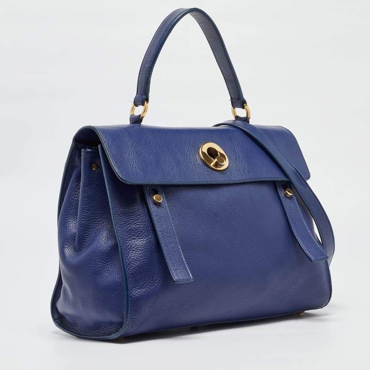 Pre Owned Saint Laurent Indigo Blue Leather Medium Muse Two Bag