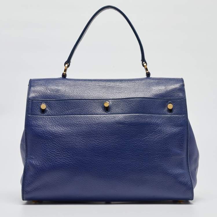 Pre Owned Saint Laurent Indigo Blue Leather Medium Muse Two Bag
