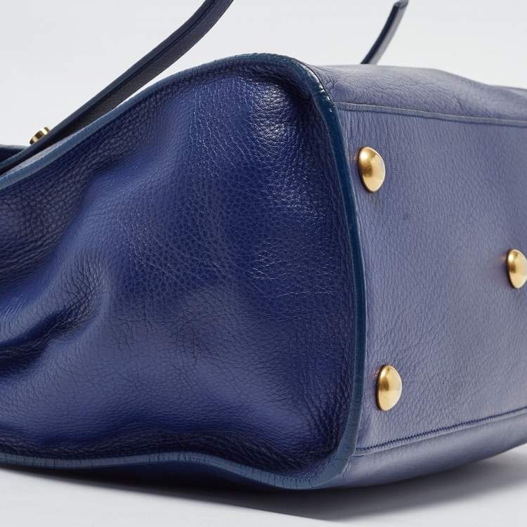Pre Owned Saint Laurent Indigo Blue Leather Medium Muse Two Bag