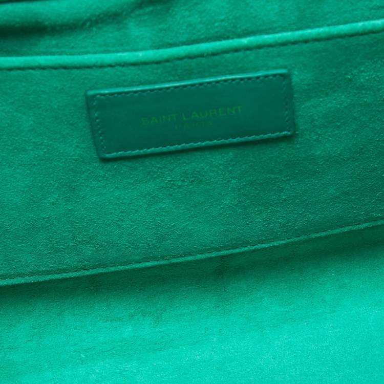 Pre Owned Saint Laurent Green Leather Y-Ligne Clutch