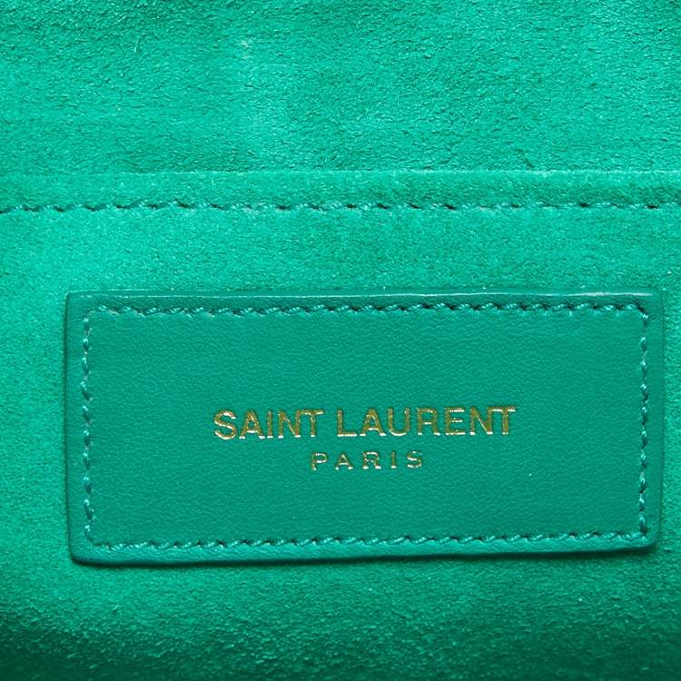 Pre Owned Saint Laurent Green Leather Y-Ligne Clutch