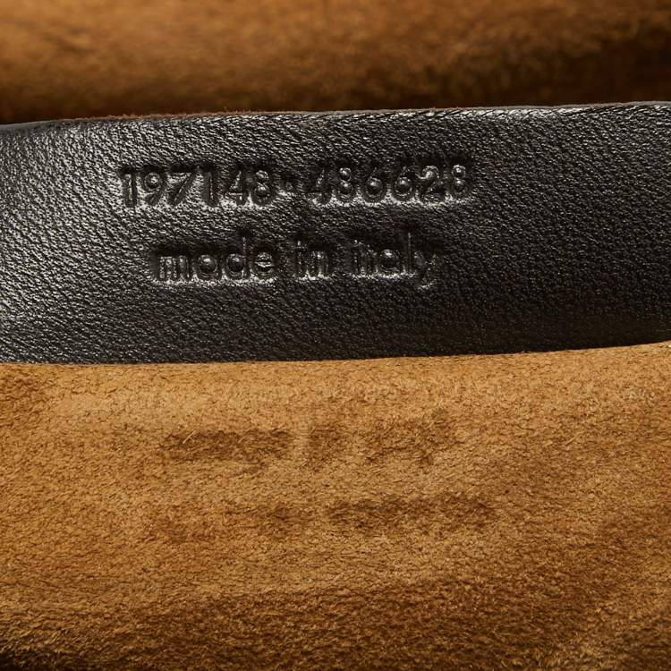 Pre Owned Saint Laurent Brown/Grey Croc Embossed Leather and Suede Muse Two Top Handle Bag
