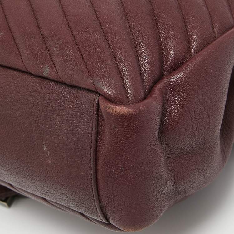 Pre Owned Saint Laurent Burgundy Matelassé Leather Large College Top Handle Bag