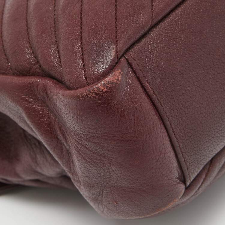Pre Owned Saint Laurent Burgundy Matelassé Leather Large College Top Handle Bag