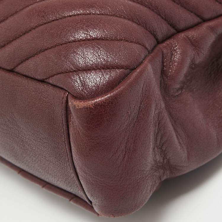 Pre Owned Saint Laurent Burgundy Matelassé Leather Large College Top Handle Bag