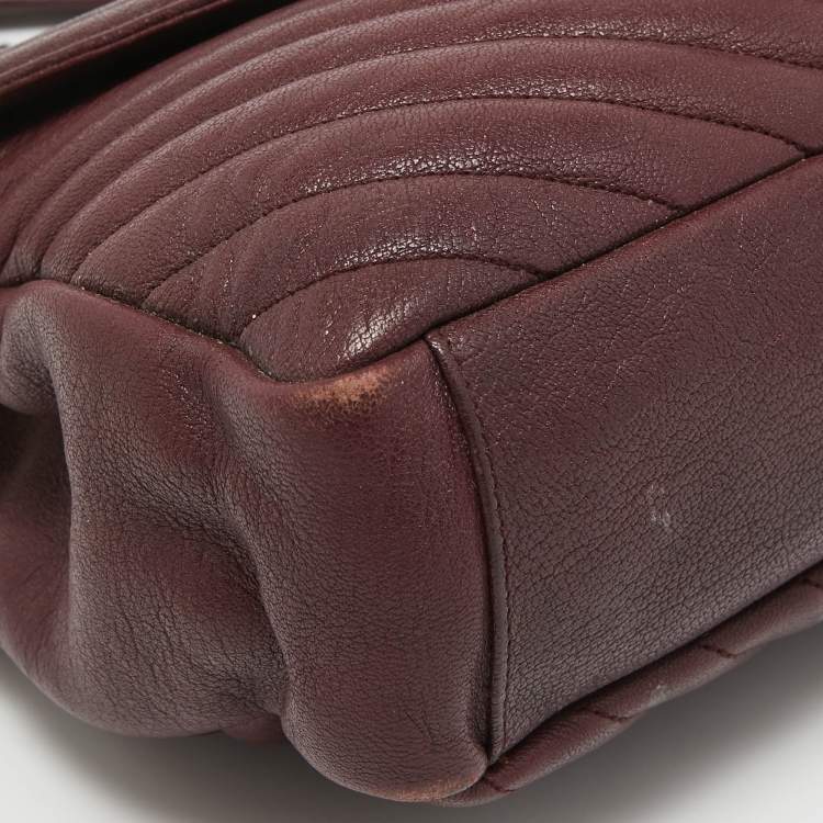Pre Owned Saint Laurent Burgundy Matelassé Leather Large College Top Handle Bag