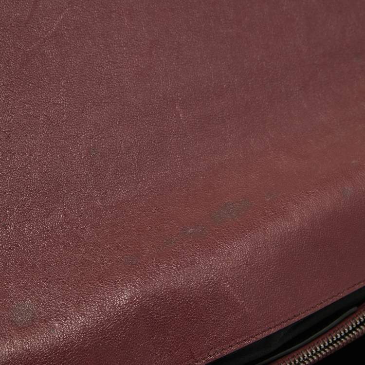 Pre Owned Saint Laurent Burgundy Matelassé Leather Large College Top Handle Bag