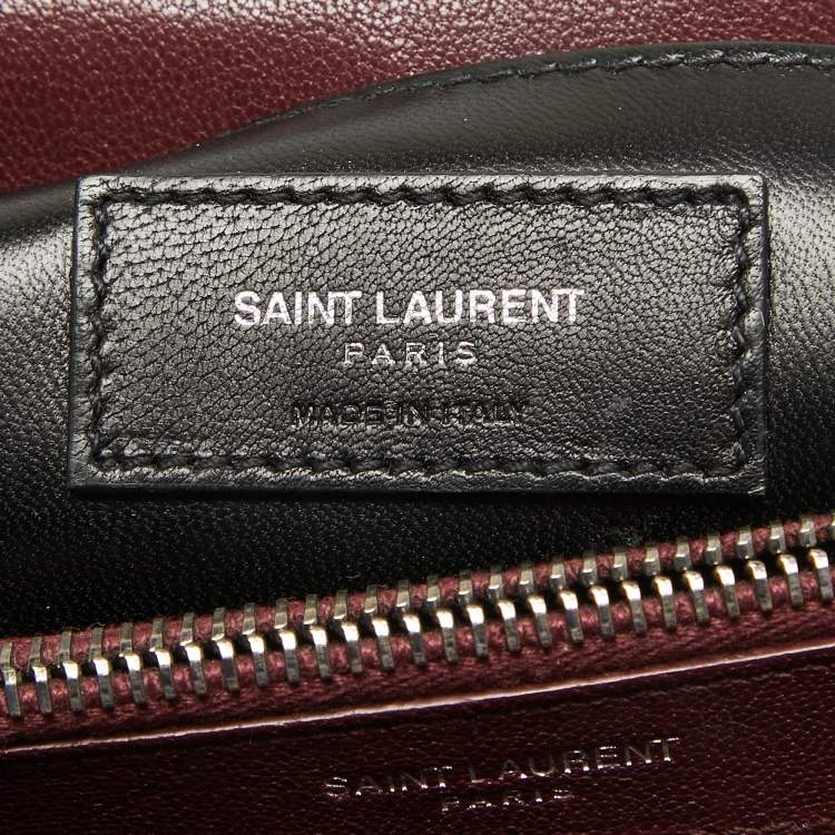 Pre Owned Saint Laurent Burgundy Matelassé Leather Large College Top Handle Bag