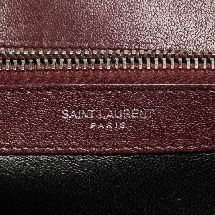 Pre Owned Saint Laurent Burgundy Matelassé Leather Large College Top Handle Bag