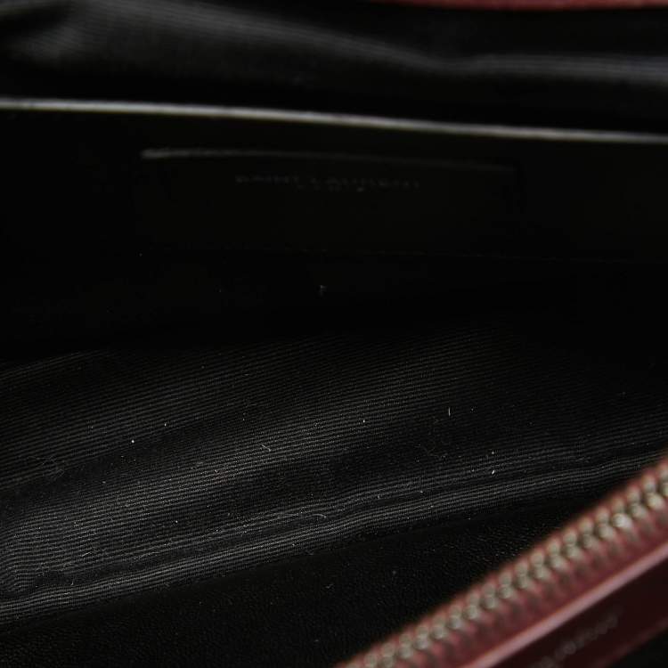 Pre Owned Saint Laurent Burgundy Matelassé Leather Large College Top Handle Bag
