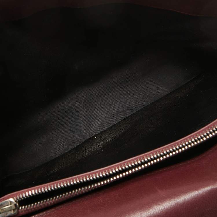 Pre Owned Saint Laurent Burgundy Matelassé Leather Large College Top Handle Bag
