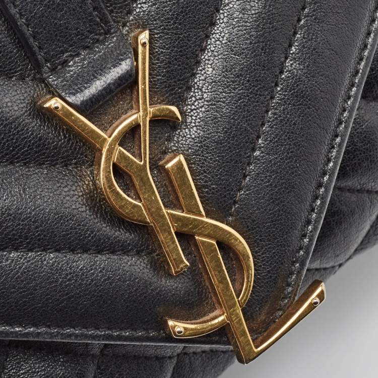 Pre Owned Saint Laurent Black Mix Matelasse Leather Medium Envelope Chain Bag