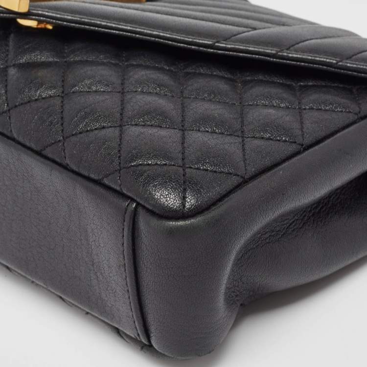 Pre Owned Saint Laurent Black Mix Matelasse Leather Medium Envelope Chain Bag