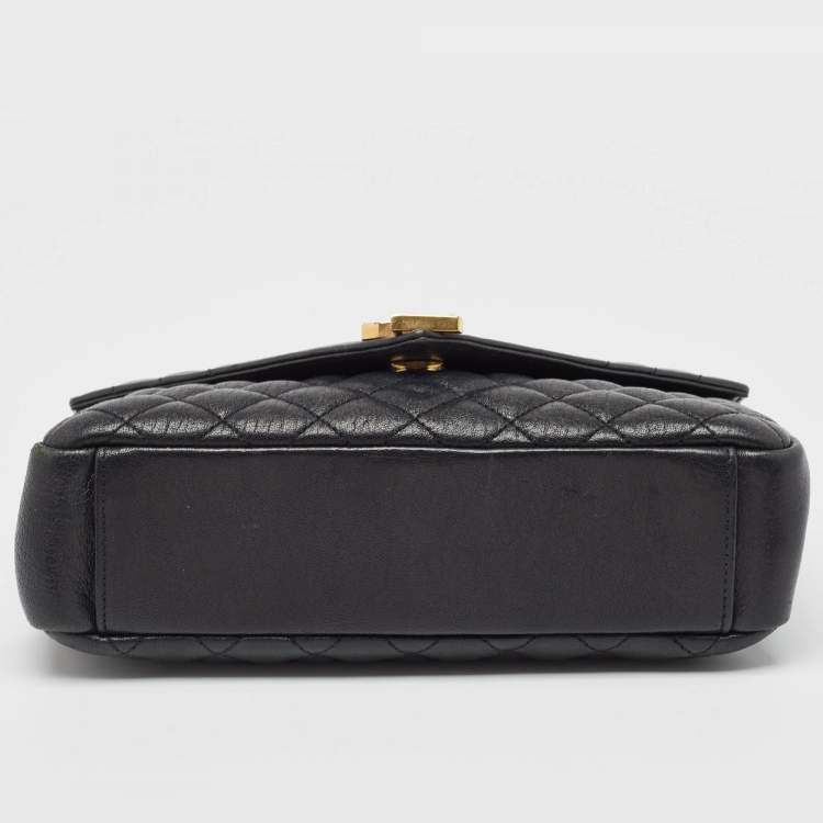 Pre Owned Saint Laurent Black Mix Matelasse Leather Medium Envelope Chain Bag