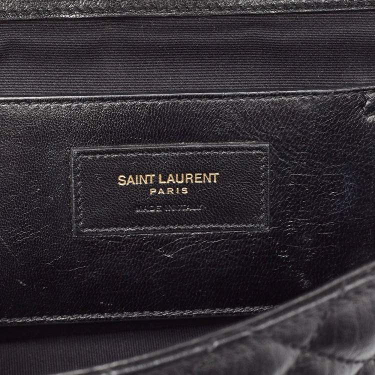 Pre Owned Saint Laurent Black Mix Matelasse Leather Medium Envelope Chain Bag