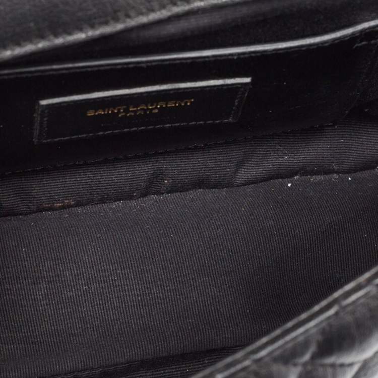 Pre Owned Saint Laurent Black Mix Matelasse Leather Medium Envelope Chain Bag