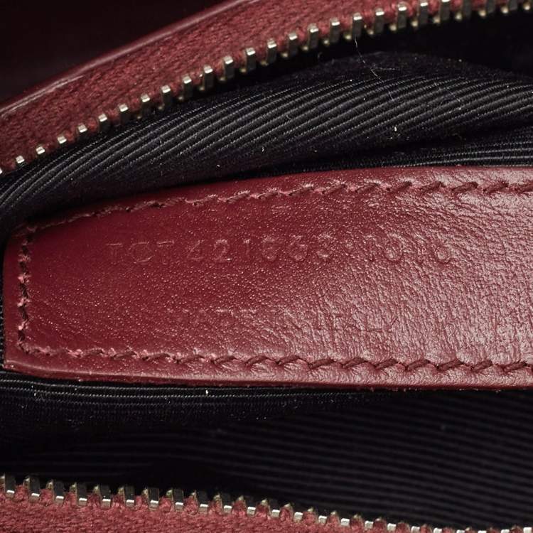 Pre Owned Saint Laurent Burgundy Croc Embossed Leather Baby Classic Sac De Jour Tote