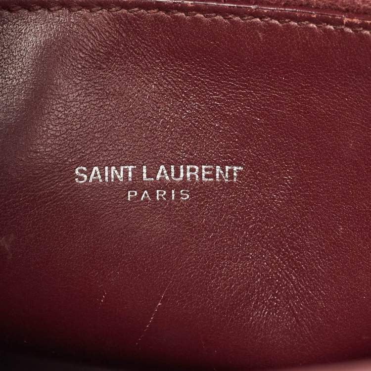 Pre Owned Saint Laurent Burgundy Croc Embossed Leather Baby Classic Sac De Jour Tote