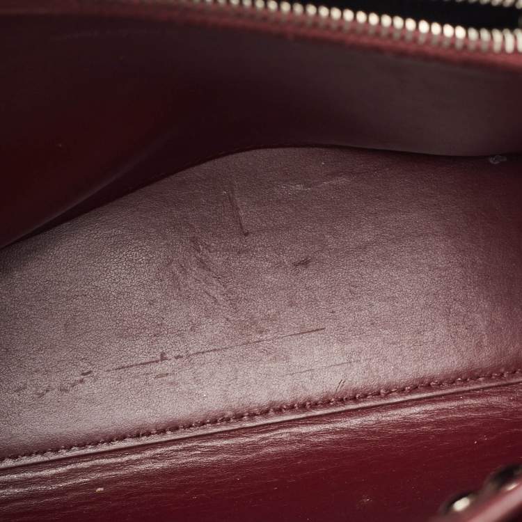 Pre Owned Saint Laurent Burgundy Croc Embossed Leather Baby Classic Sac De Jour Tote